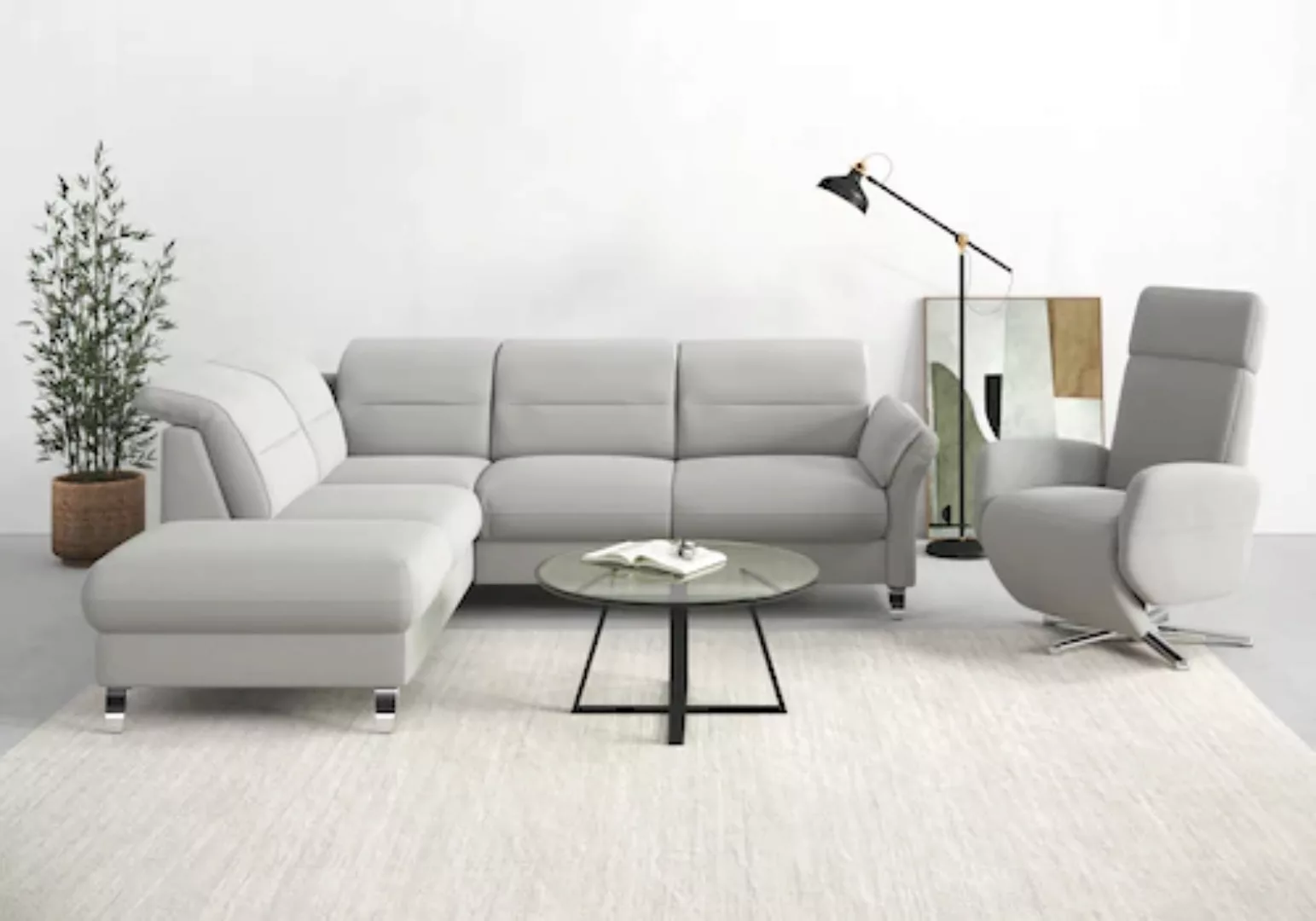 sit&more Ecksofa "Grenoble L-Form", Federkern, wahlweise mit Bettfunktion, günstig online kaufen