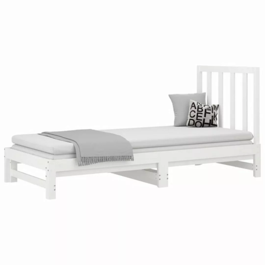 vidaXL Gästebett Gästebett Tagesbett Ausziehbar Weiß 2x90x190 cm Massivholz günstig online kaufen