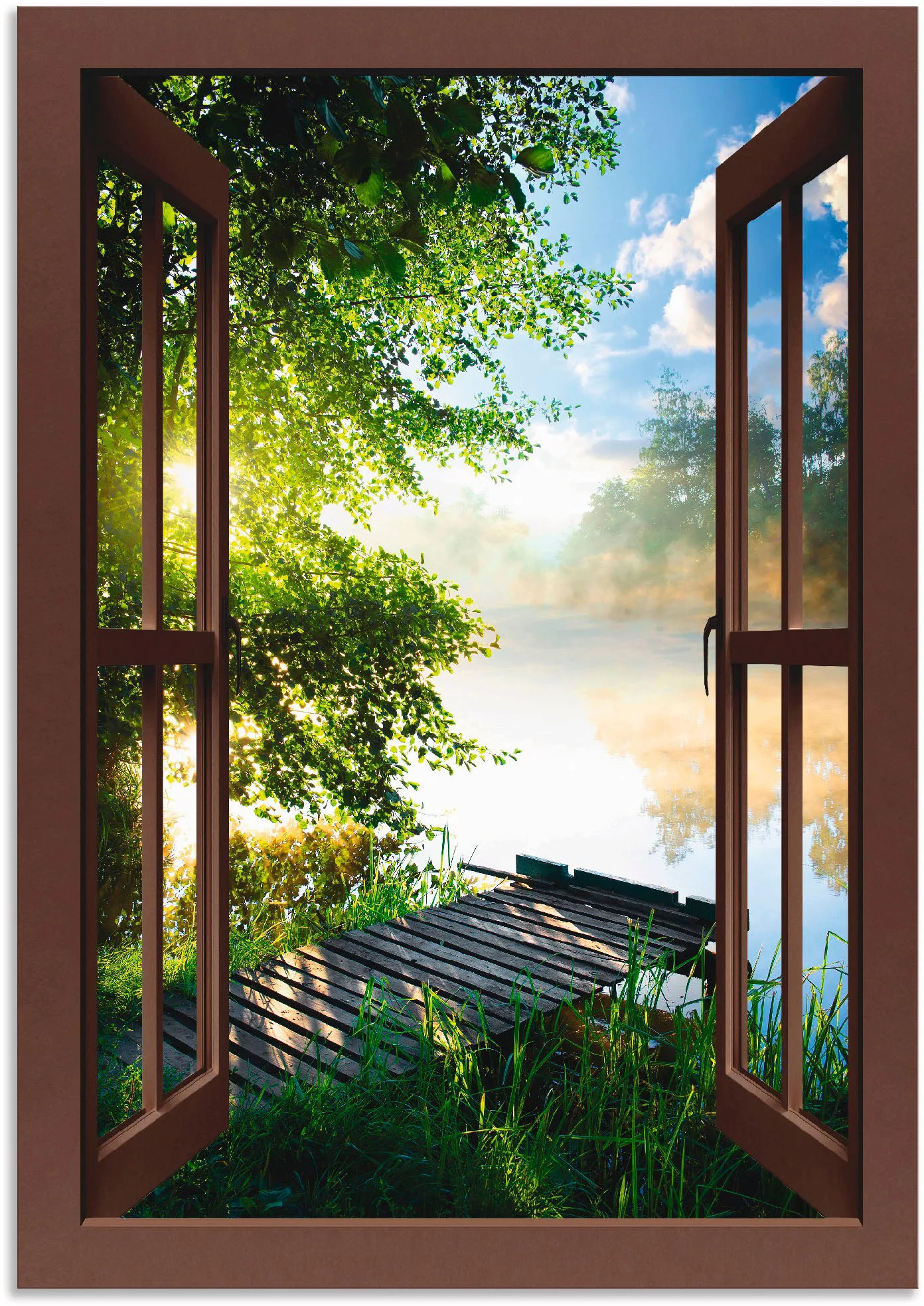 Artland Wandbild »Fensterblick Angelsteg am Fluss«, Fensterblick, (1 St.), günstig online kaufen