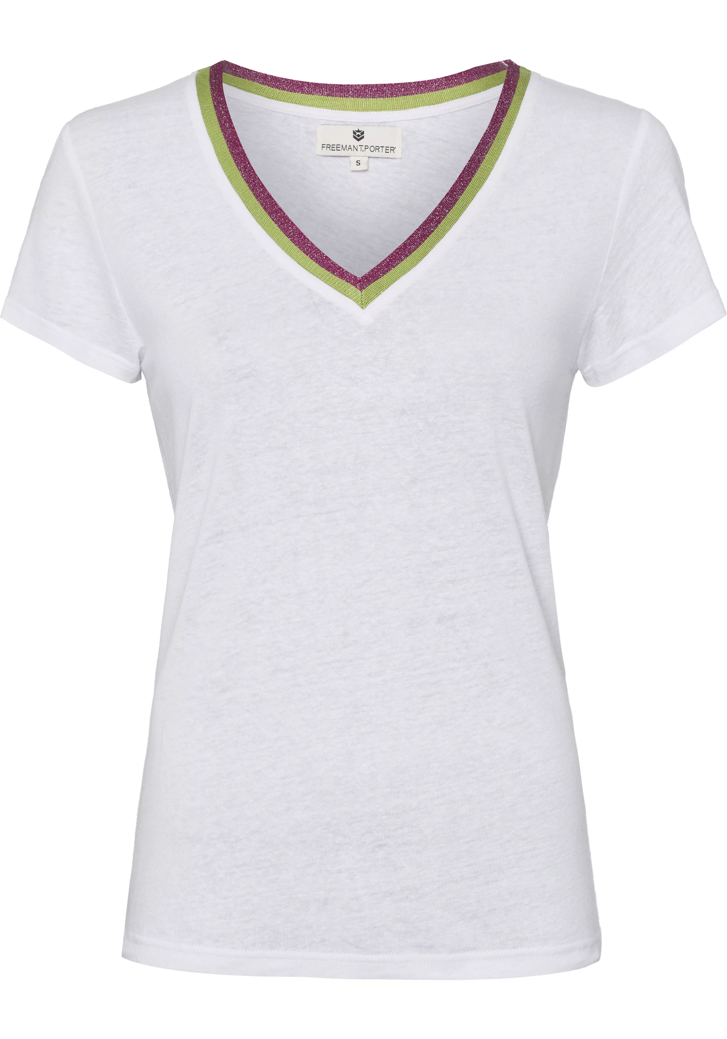 Freeman T. Porter T-Shirt (1-tlg) mit Streifenbündchen im Retro-Look günstig online kaufen