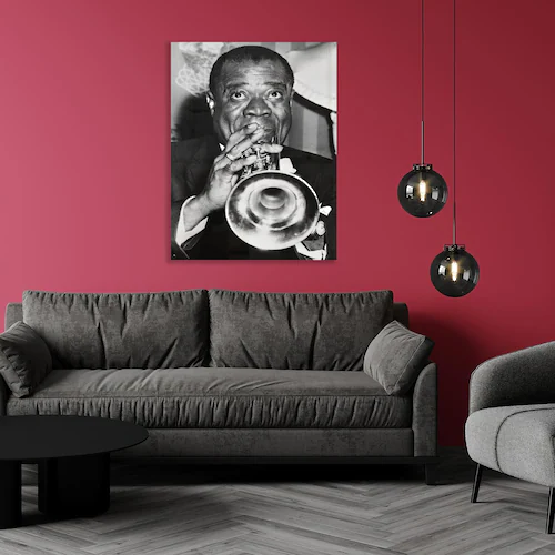 queence Acrylglasbild "Louis Armstrong", Schwarz-Weiß-Mann-Stars günstig online kaufen