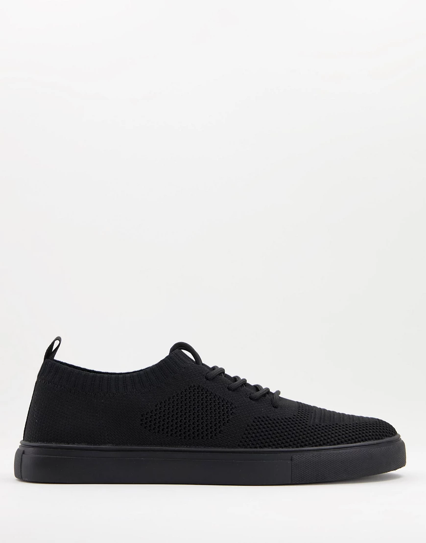 ASOS DESIGN – Sneaker aus gestricktem Netzstoff in Schwarz günstig online kaufen