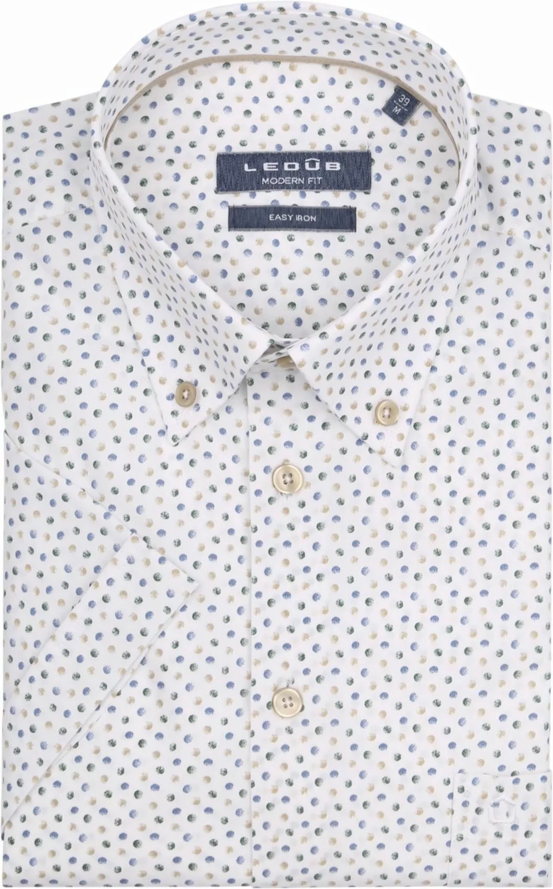 Ledub Short Sleeve Hemd Punkte Grün - Größe 39 günstig online kaufen