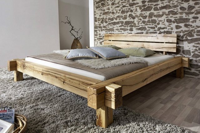 Main Möbel Massivholzbett Balkenbett 'Daniel' 180x200cm Wildeiche massiv günstig online kaufen