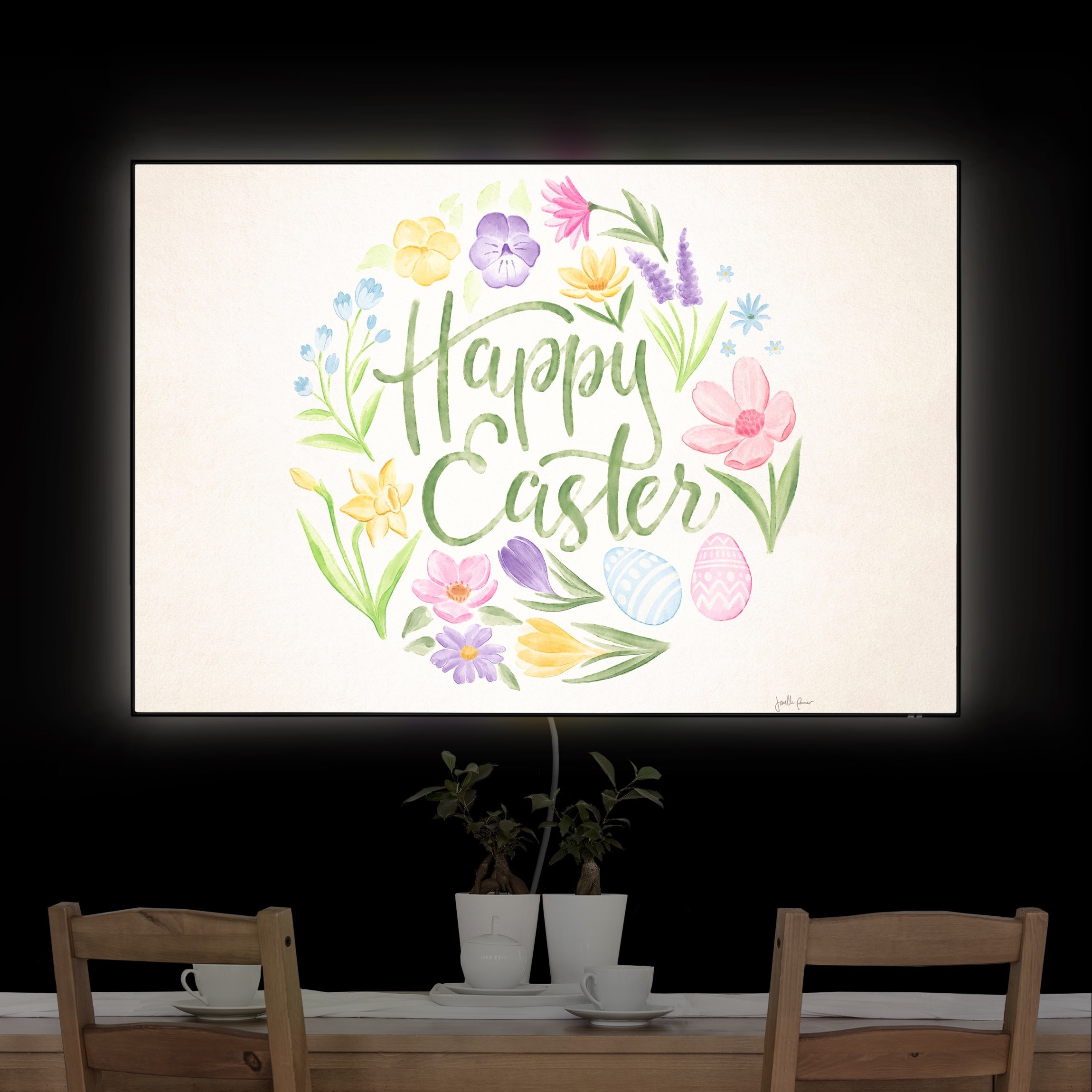 LED-Wechselbild Frohe Ostern mit Tulpen günstig online kaufen