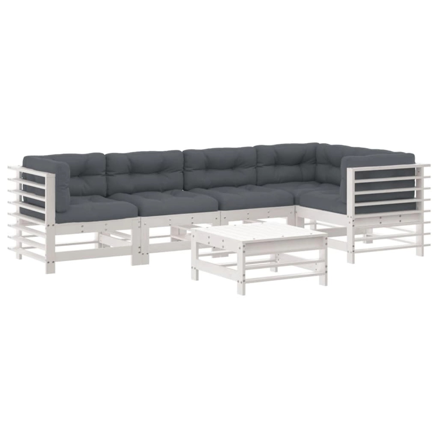 vidaXL 6-tlg Garten-Lounge-Set mit Kissen Weiß Kiefernholz Modell 16 günstig online kaufen