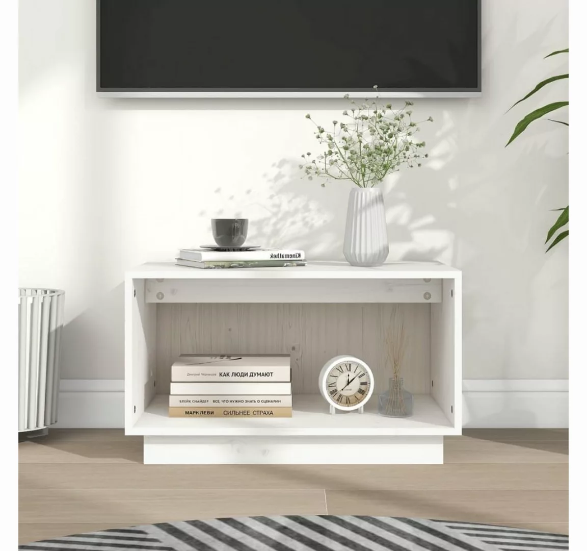 vidaXL TV-Schrank TV-Schrank Weiß 60x35x35 cm Massivholz Kiefer Lowboard günstig online kaufen