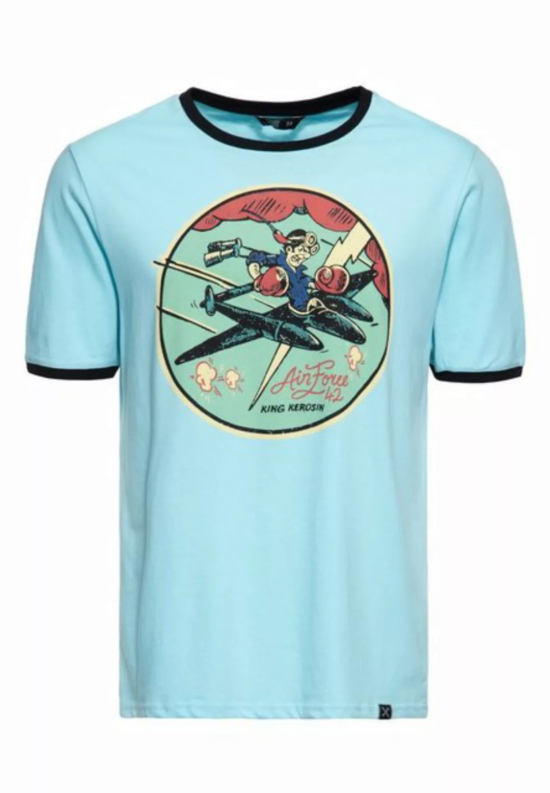 KingKerosin Print-Shirt Airforce 42 (1-tlg) mit coolen Prints im 70s Style günstig online kaufen