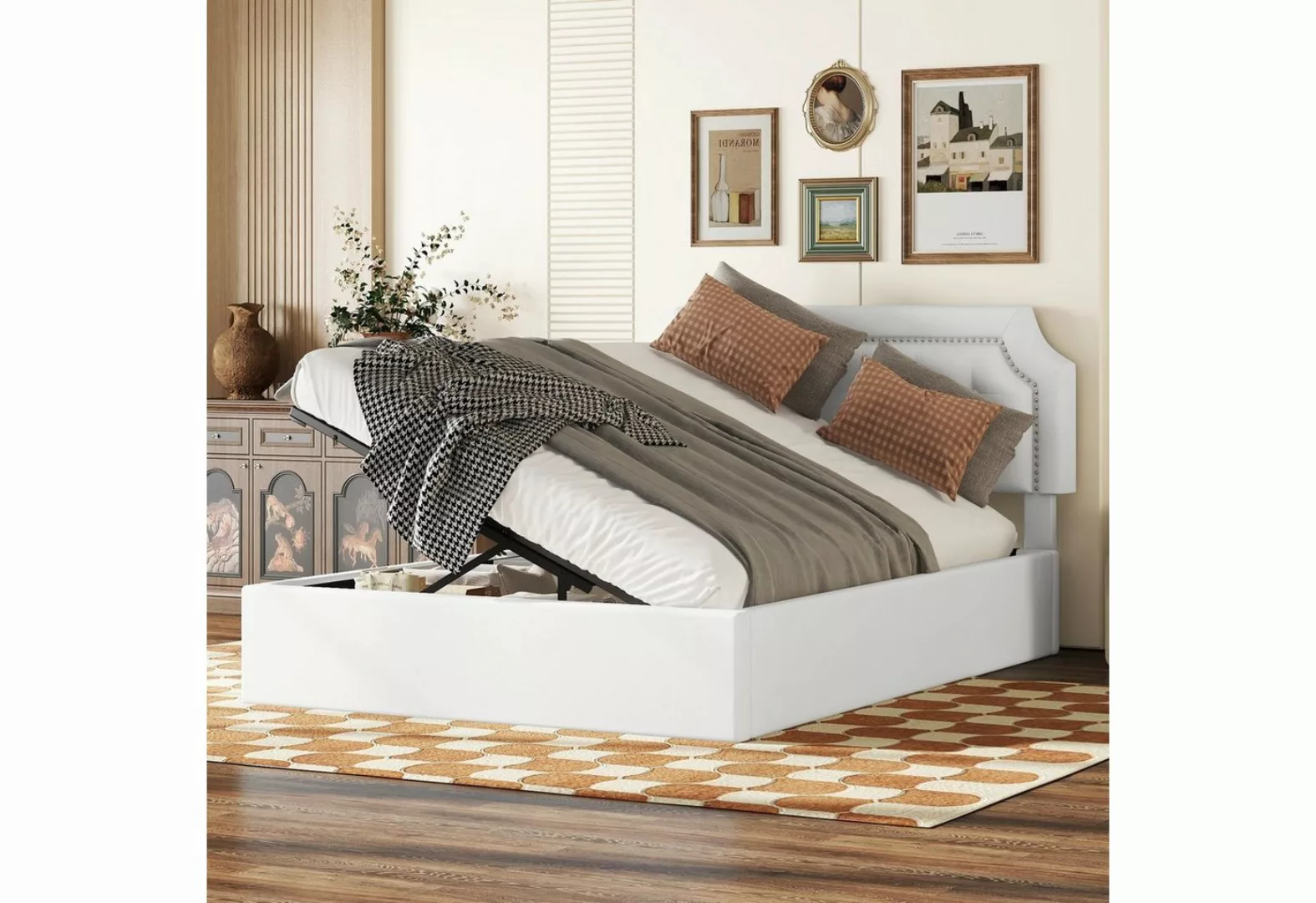 OKWISH Polsterbett hydraulisches Zwei-Wege-Bett, minimalistisches Design (S günstig online kaufen