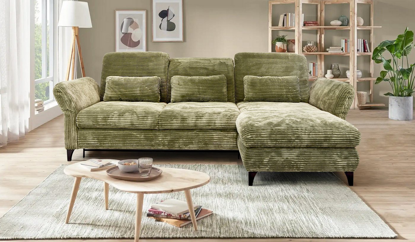 Hygger Möbelhaus Ecksofa Eva Schlafcouch, Sofa Cord L-Form 253 x190 cm, Wah günstig online kaufen