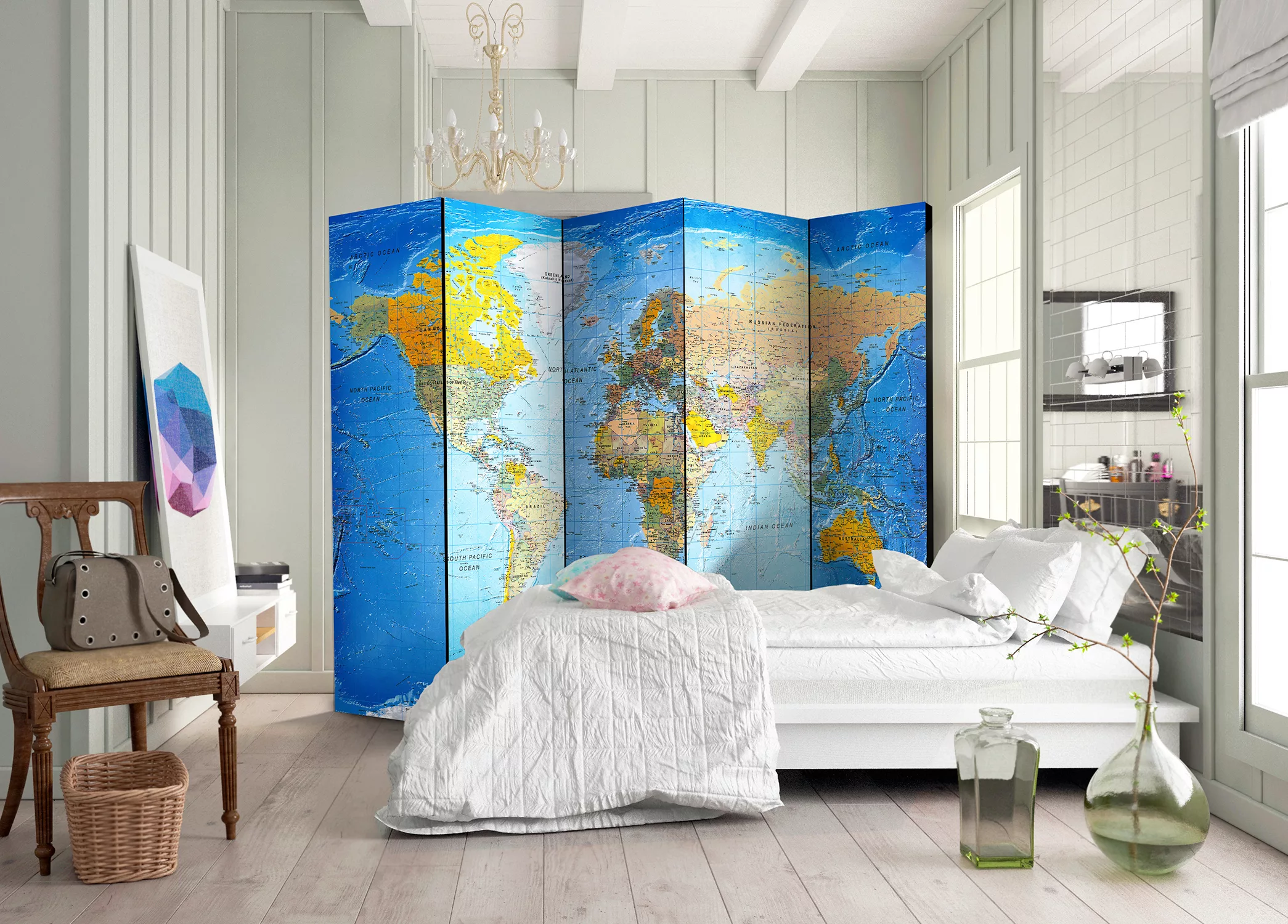 5-teiliges Paravent - World Classic Map  [room Dividers] günstig online kaufen