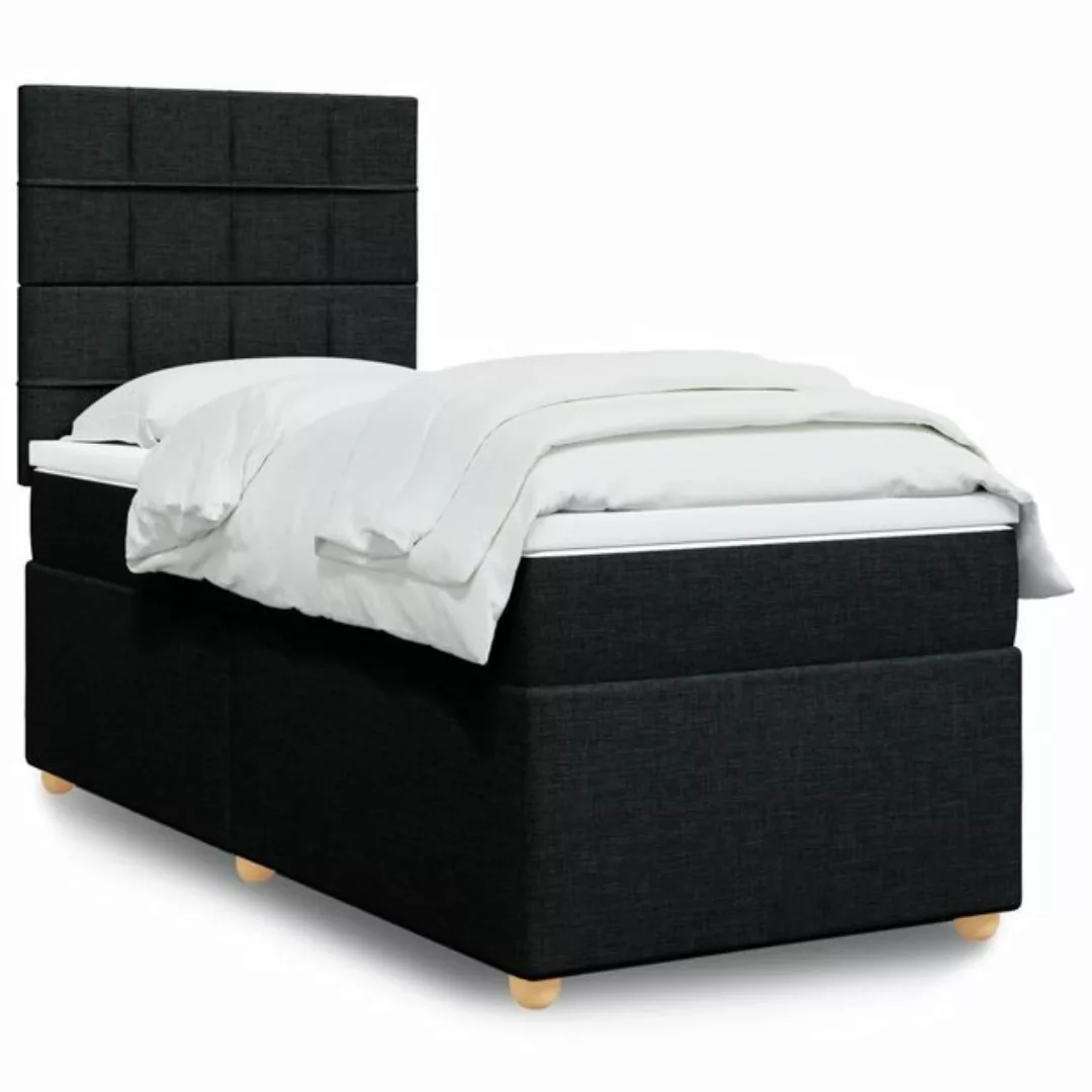 vidaXL Boxspringbett, Boxspringbett mit Matratze Schwarz 100x200 cm Stoff günstig online kaufen