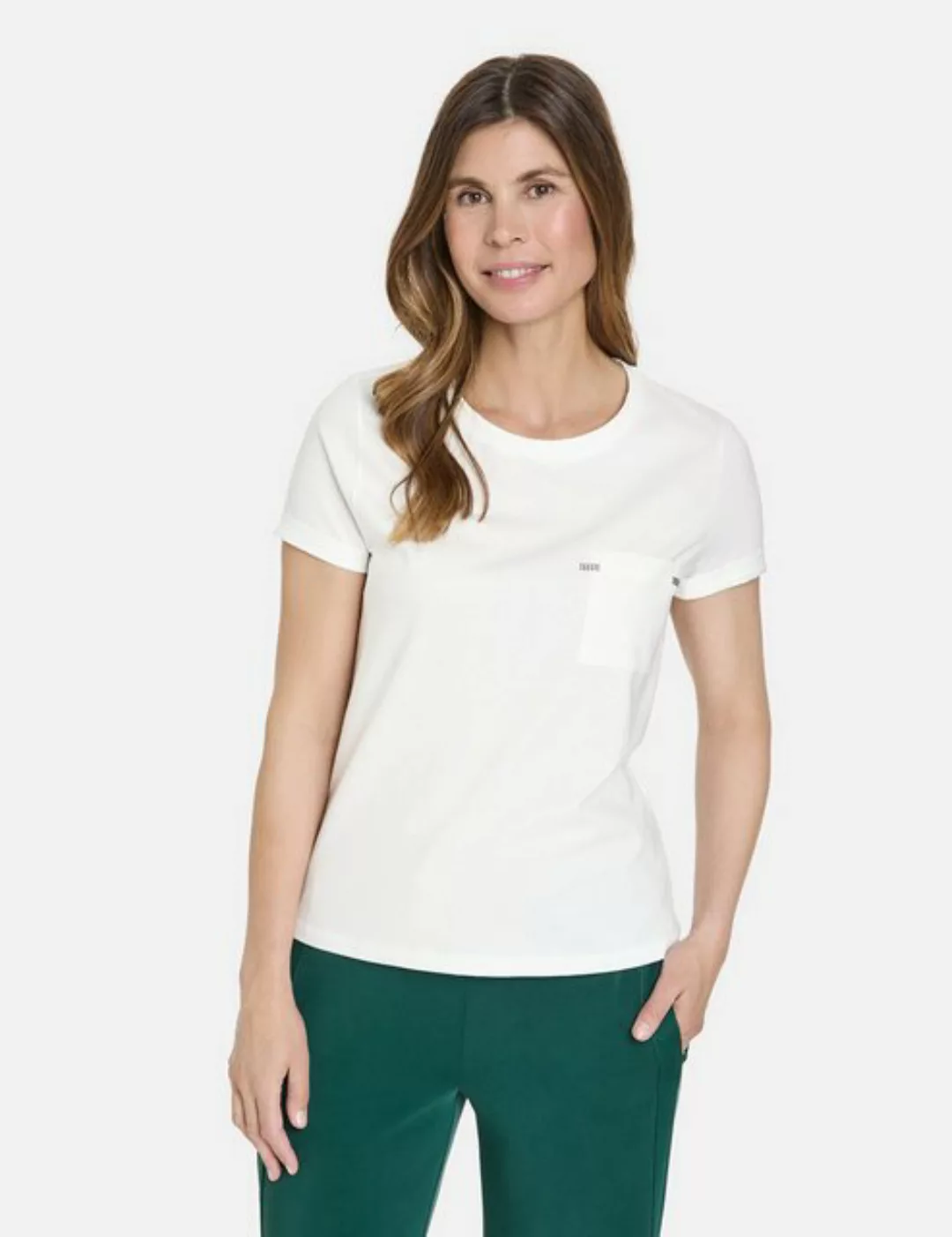 GERRY WEBER Kurzarmshirt T-Shirt aus Baumwolle mit Ziersteinchen günstig online kaufen