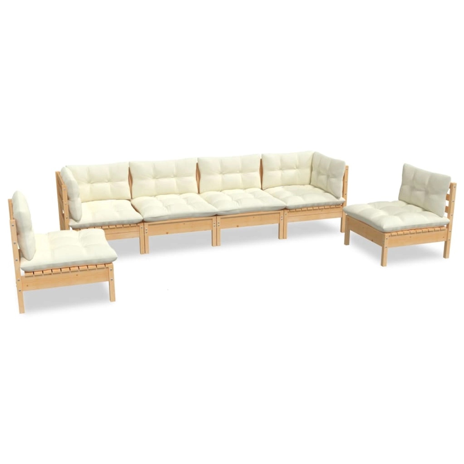 vidaXL 6-tlg Garten-Lounge-Set mit Creme Kissen Massivholz Kiefer Modell 2 günstig online kaufen