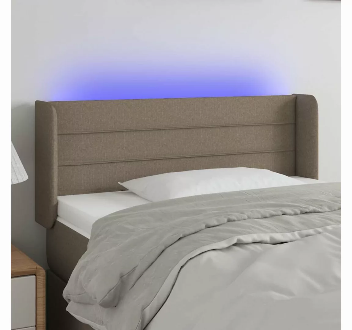 vidaXL Bett, LED Kopfteil Taupe 103x16x78/88 cm Stoff günstig online kaufen