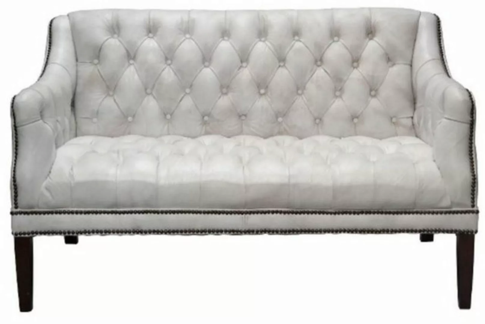 Casa Padrino 2-Sitzer Luxus Echtleder 2er Sofa Vintage Weiß / Schwarz 135 x günstig online kaufen