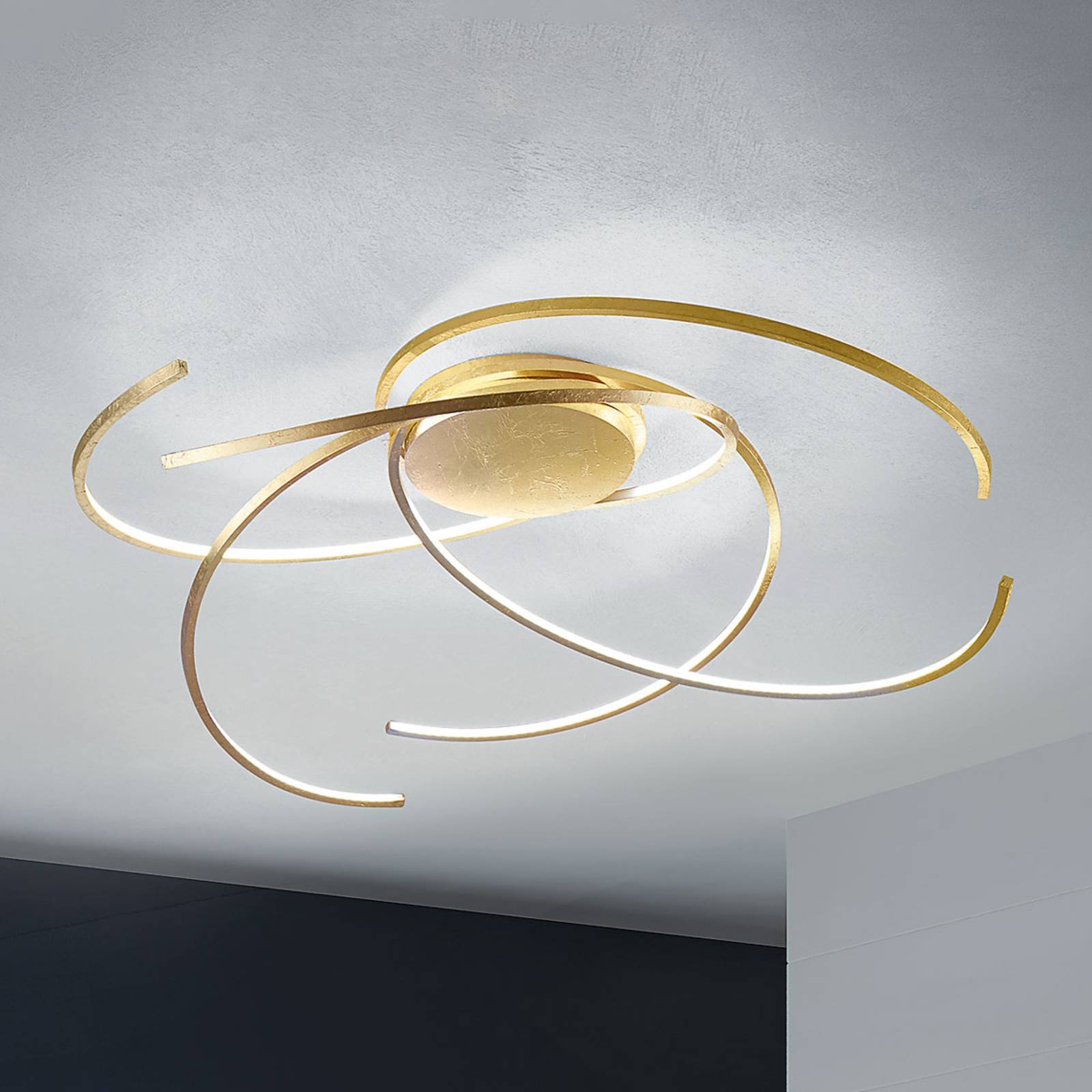 Escale Space - LED-Deckenlampe, 80 cm, Blattgold günstig online kaufen