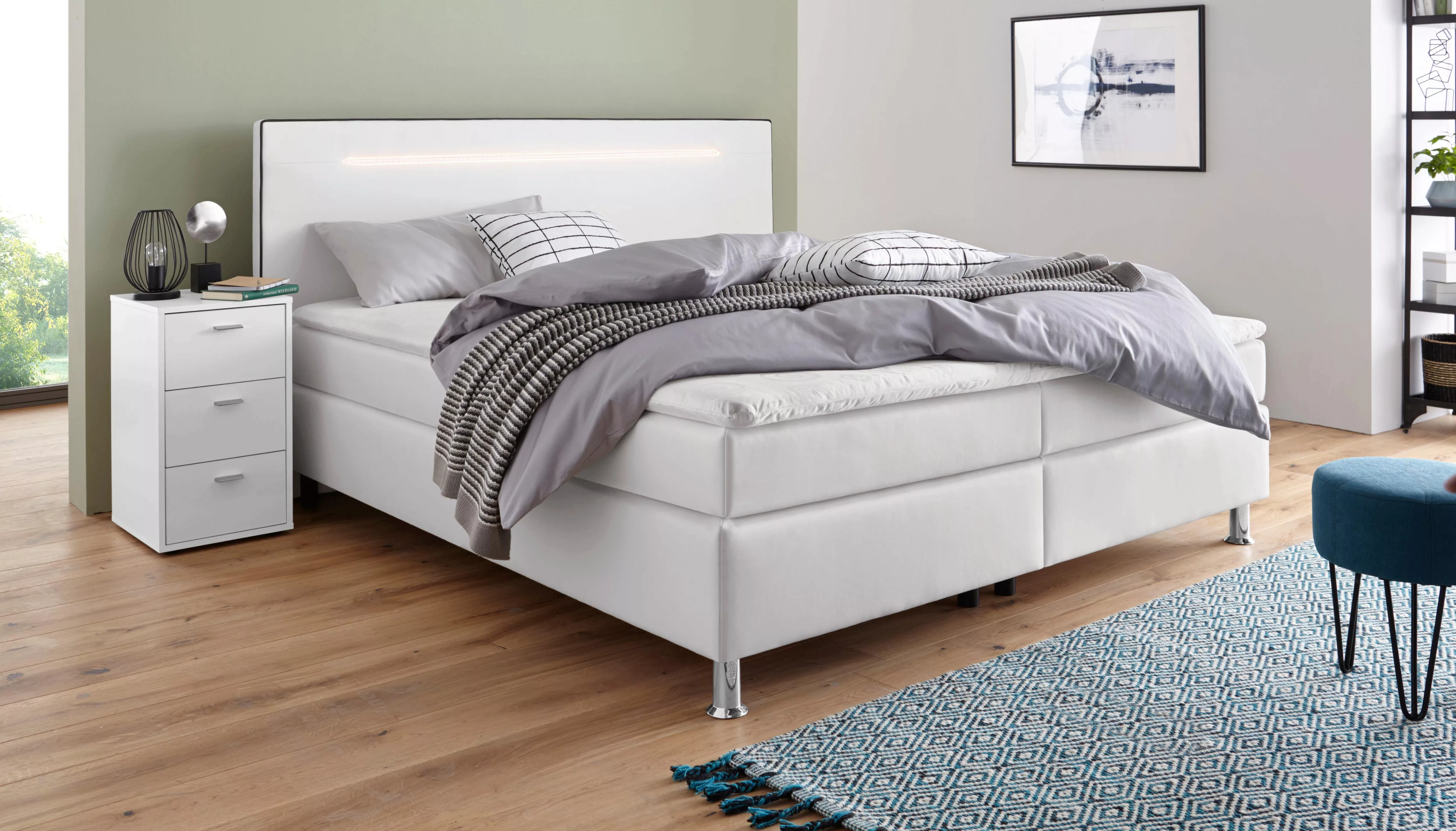 COLLECTION AB Boxspringbett "London, inklusive Topper und Kissen, mit LED-B günstig online kaufen