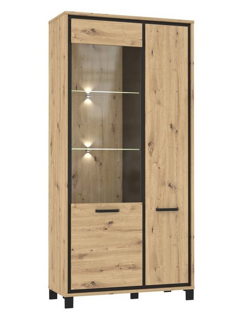 expendio Vitrine Thore 10 Artisan- / Schwarz Eiche 101x209x42 cm mit Softcl günstig online kaufen