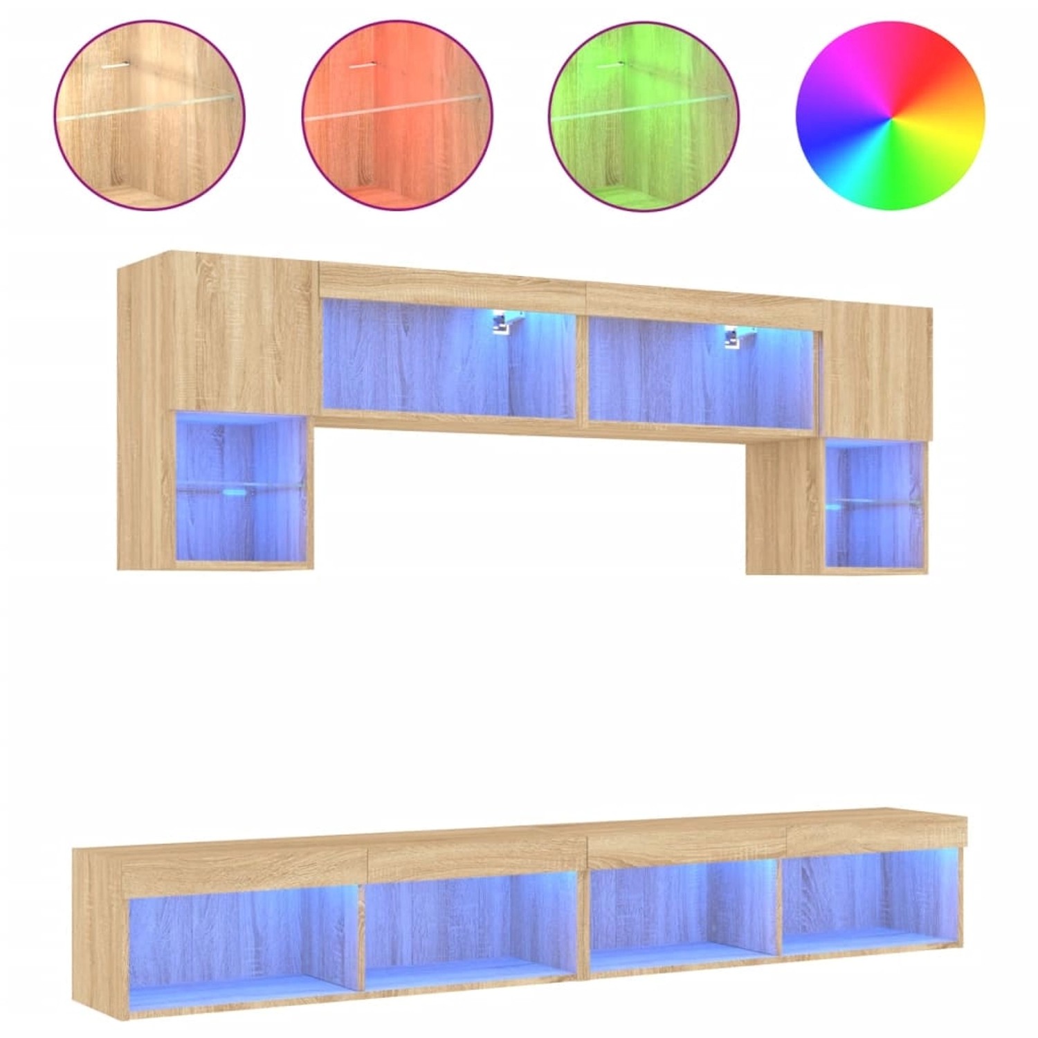 VidaXL 6-tlg. Wohnwand mit LED-Beleuchtung Sonoma-Eiche Holzwerkstoff  Mode günstig online kaufen