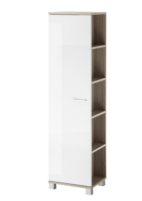 Furn.Design Hochschrank Venni (Badschrank in weiß und Eiche, 38 x 140 cm) H günstig online kaufen