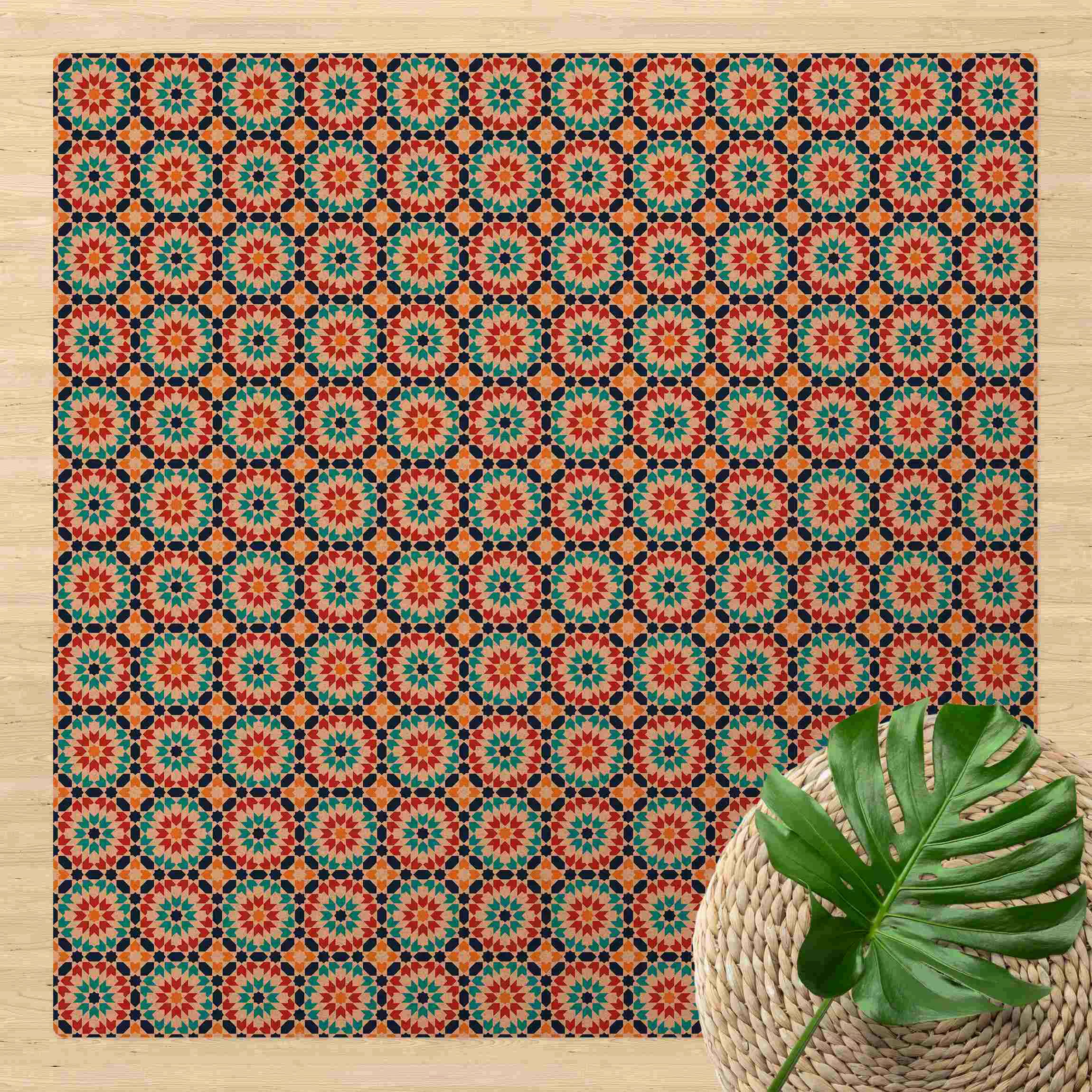Kork-Teppich Orientalisches Muster mit bunten Blüten günstig online kaufen