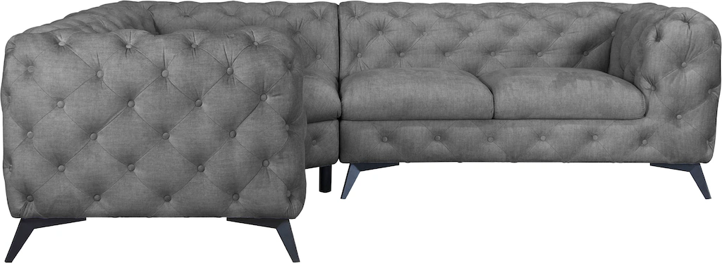 Leonique Chesterfield-Sofa "Ecksofa GLYNIS L-Form mit Wellenunterfederung, günstig online kaufen