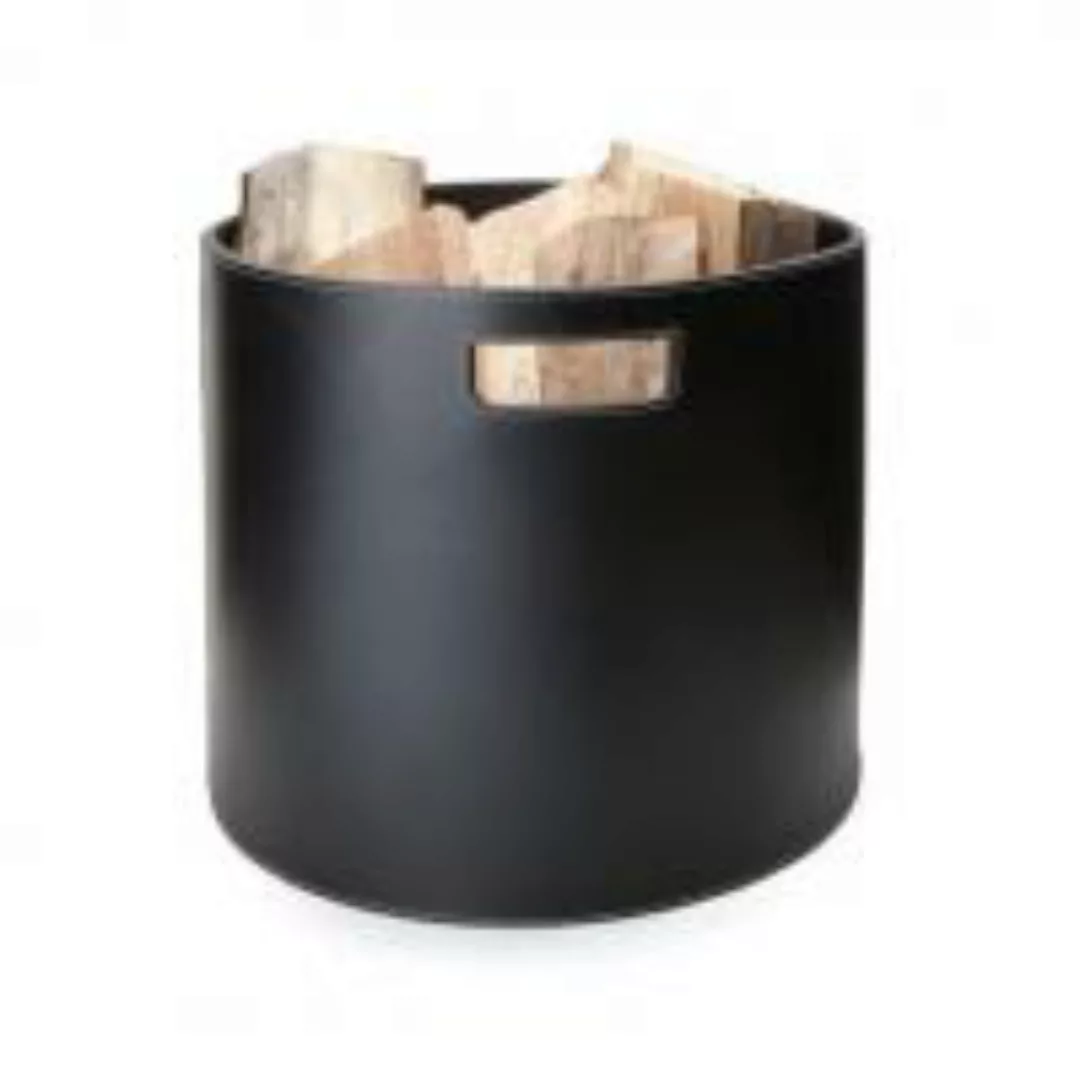 Orskov Kaminholzkorb Barrel aus Leder, rund, schwarz günstig online kaufen