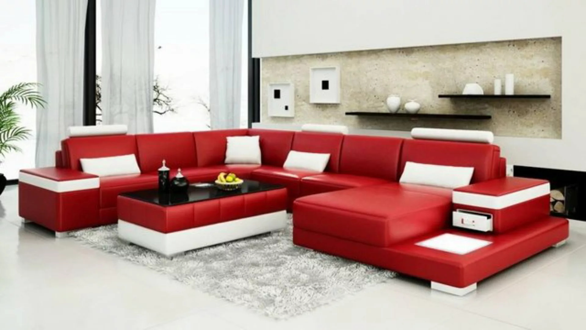 JVmoebel Ecksofa, Ledersofa Designer Sofa U Form Wohnlandschaft Couch Polst günstig online kaufen