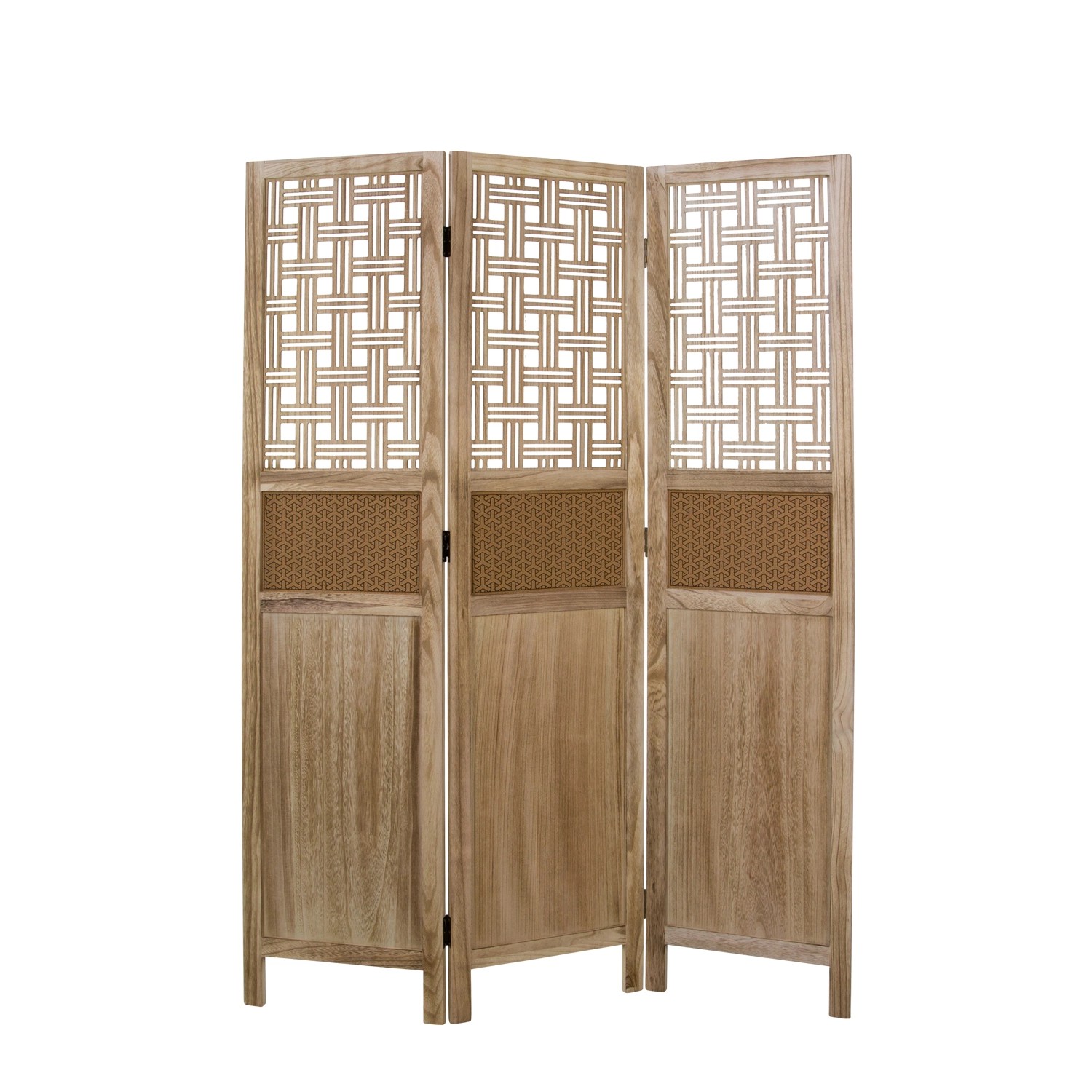 Homestyle4u 3-tlg. Paravent in Braun 120x170 cm 1825 günstig online kaufen