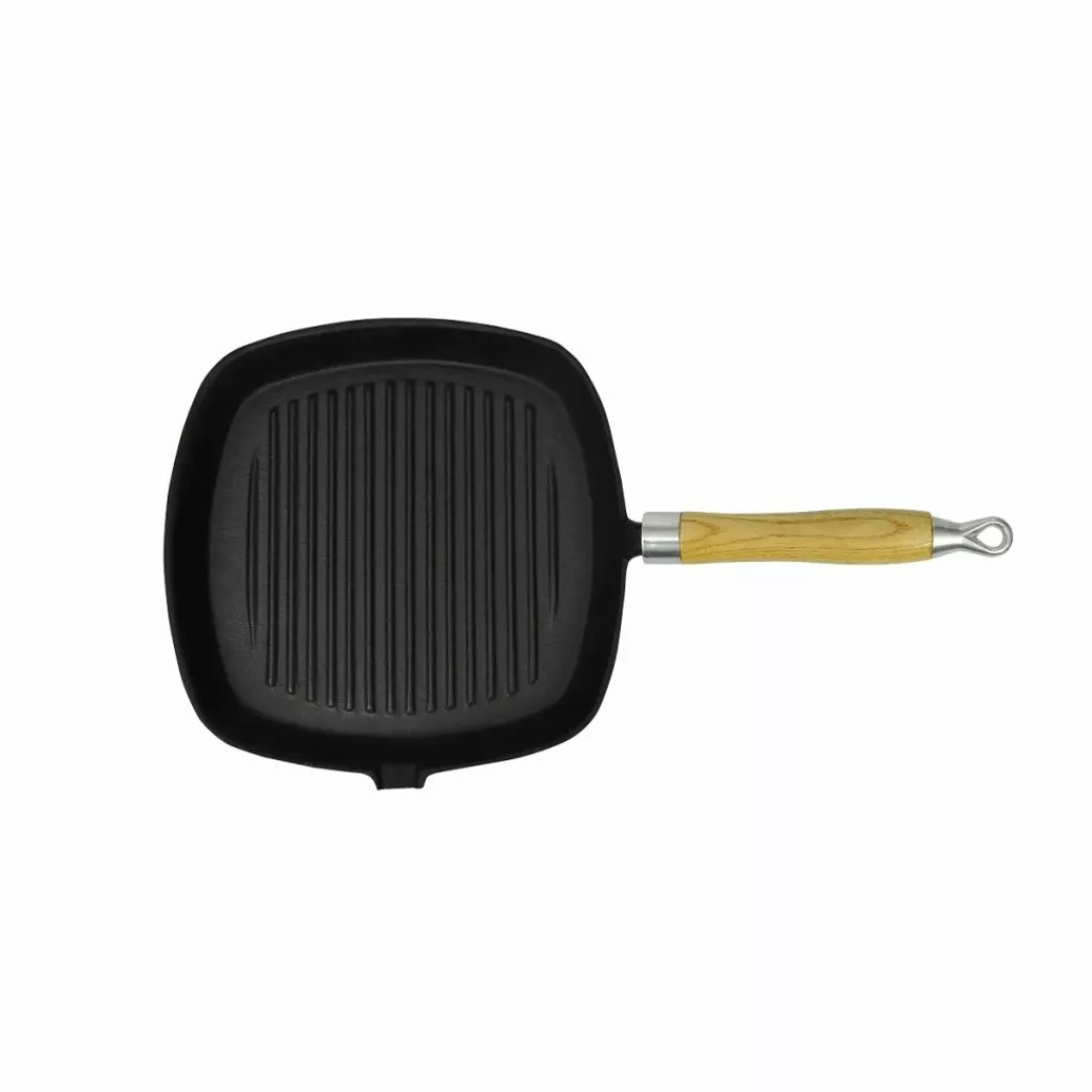 Grillpfanne Mit Holzgriff Gusseisen 20 X 20 Cm günstig online kaufen