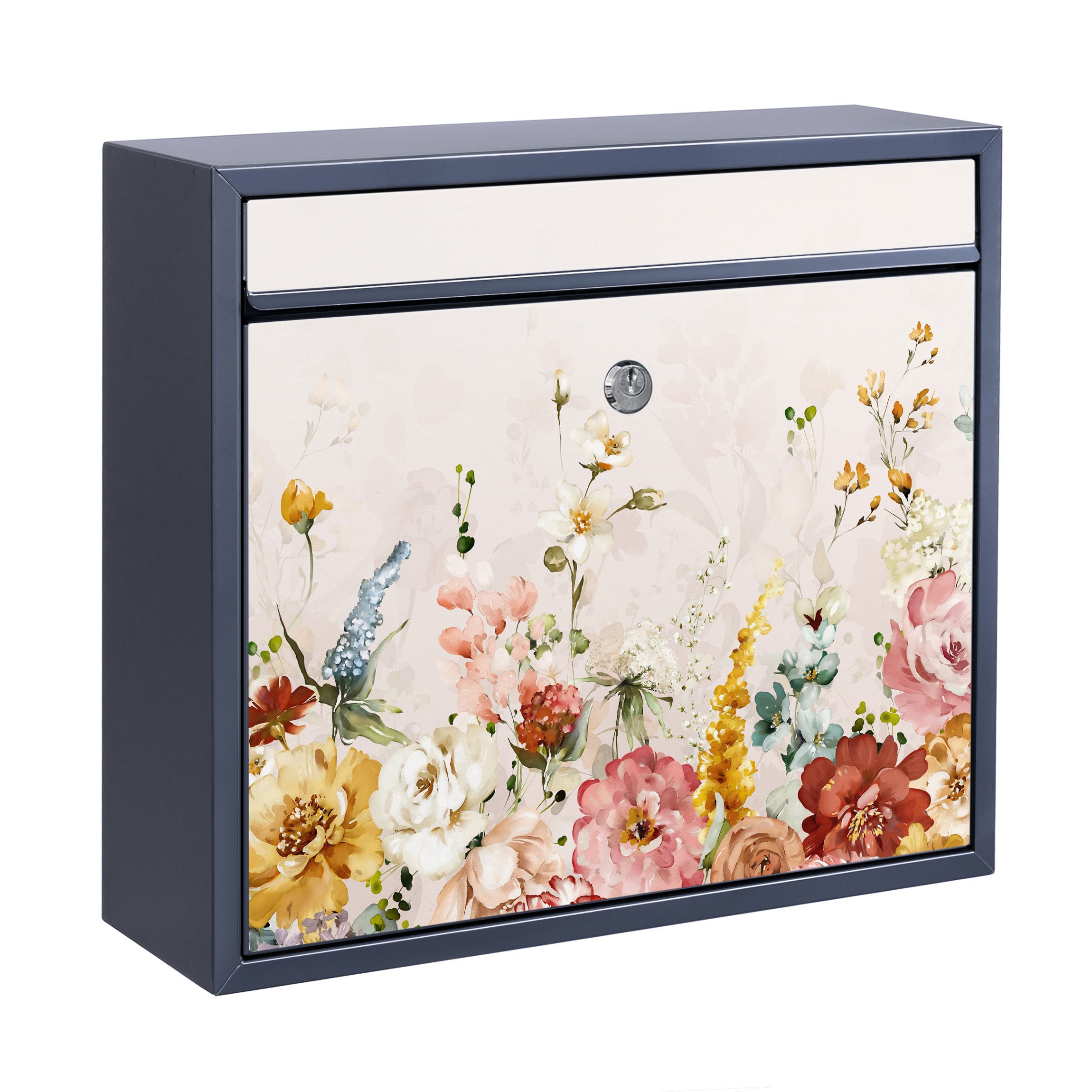 Briefkasten mit eigenem Text Rankende Blumen Aquarell Vintage günstig online kaufen