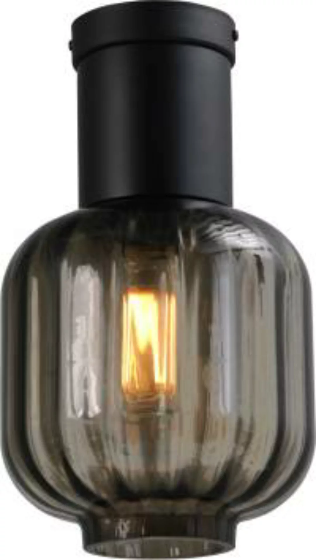 Deckenlampe Schwarz Glas Metall Ø 20 cm E27 Wohnzimmer günstig online kaufen