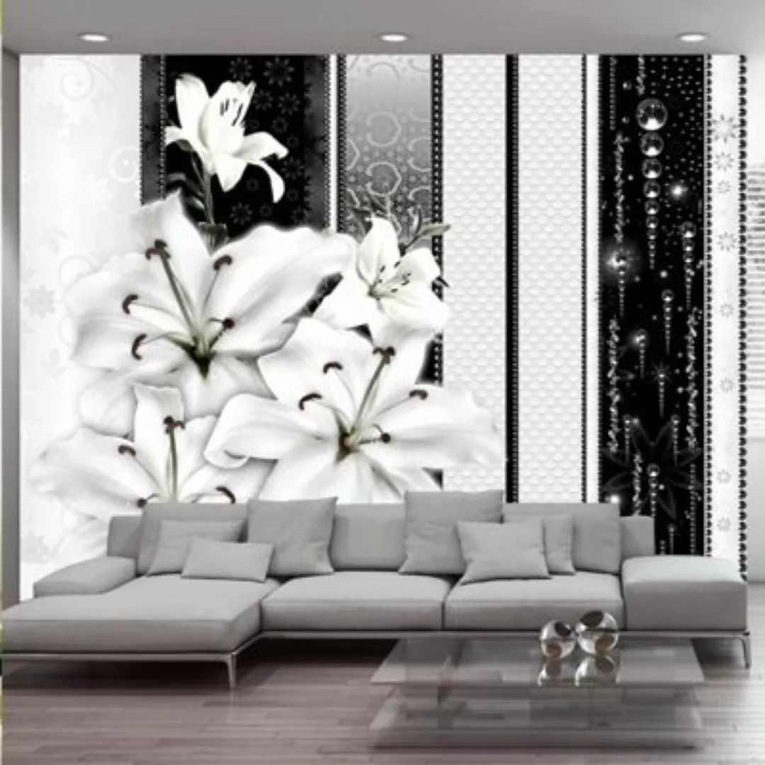 artgeist Fototapete Crying lilies in white schwarz/weiß Gr. 350 x 245 günstig online kaufen
