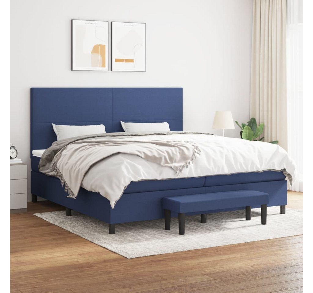 vidaXL Boxspringbett Boxspringbett mit Matratze Blau 200x200 cm Stoff Bett günstig online kaufen