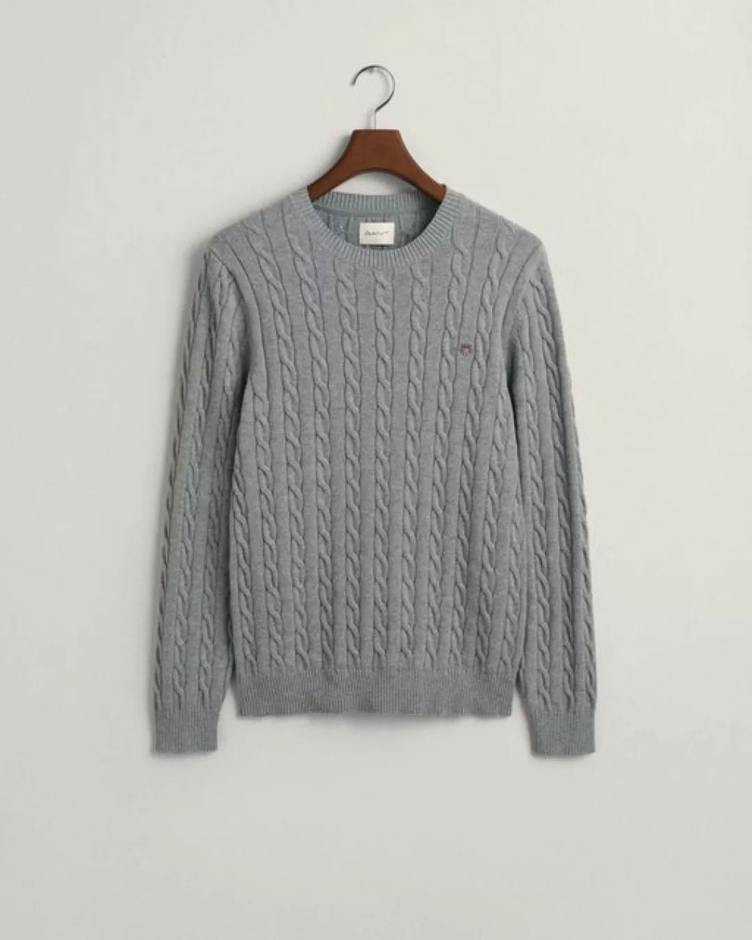 Gant Strickpullover COTTON CABLE C-NECK mit Wappen-Logostickerei auf der Br günstig online kaufen