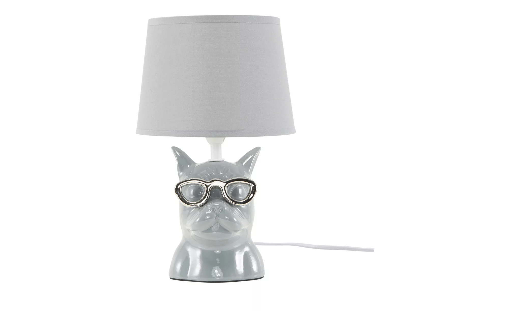 Keramik-Tischleuchte, 1-flammig, Hund Grau - grau - 29 cm - Lampen & Leucht günstig online kaufen