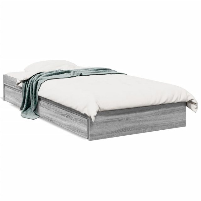 vidaXL Bett Bettgestell mit Schubladen Grau Sonoma 90x200 cm Holzwerkstoff günstig online kaufen