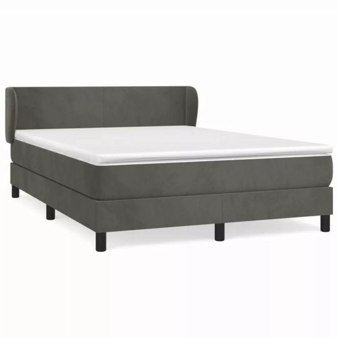 vidaXL Boxspringbett Boxspringbett mit Matratze Dunkelgrau 140x200 cm Samt günstig online kaufen