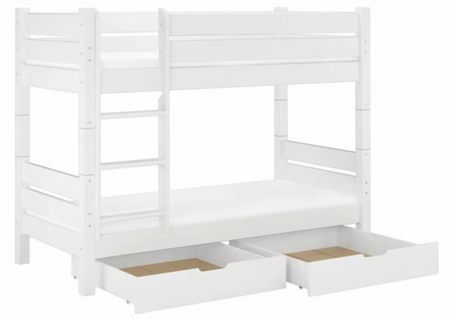ERST-HOLZ Etagenbett Kinder-Doppelstockbett weiß 90x200 Matratzen Rollroste günstig online kaufen
