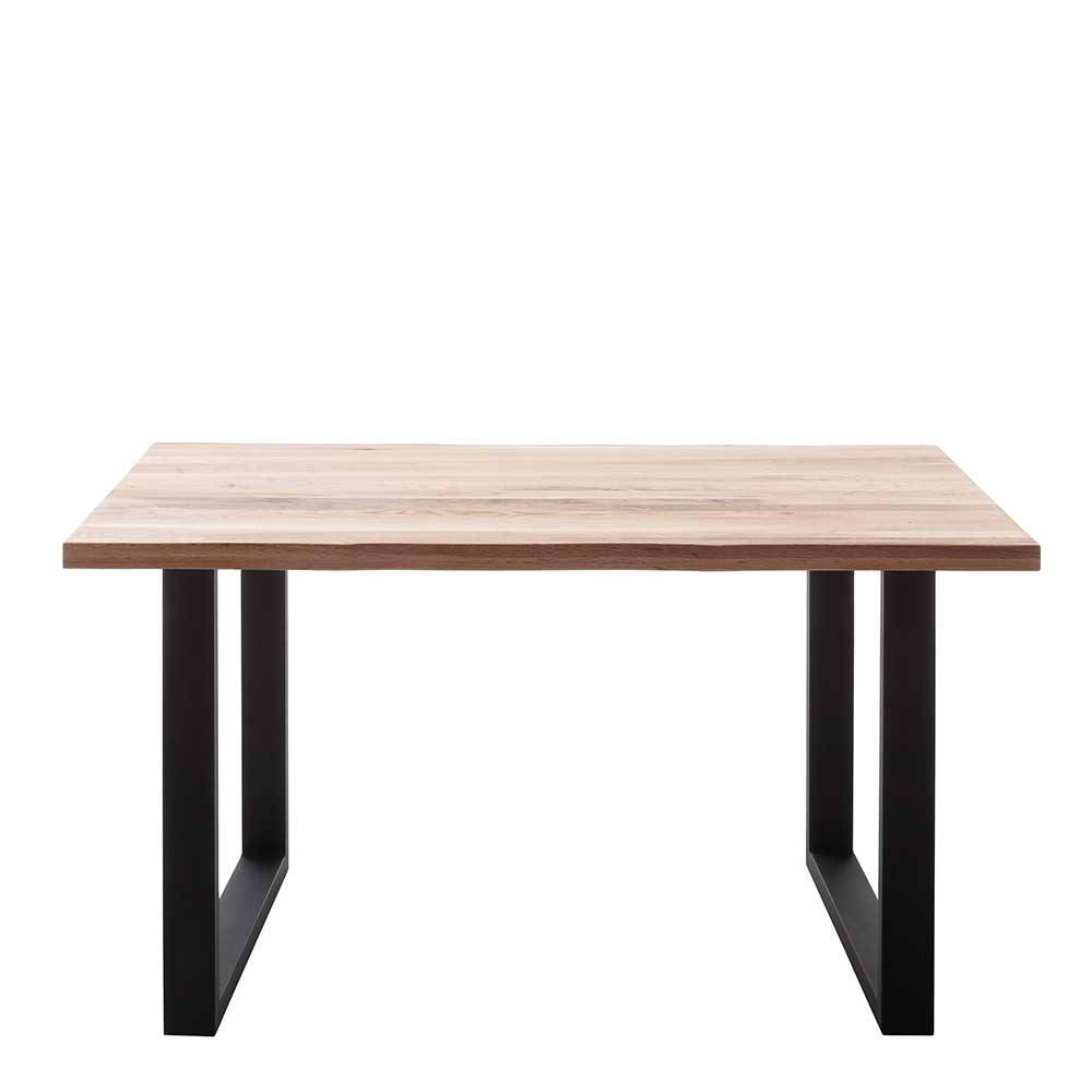 Esstisch Holztisch mit Massivholzplatte mit Bügelgestell günstig online kaufen