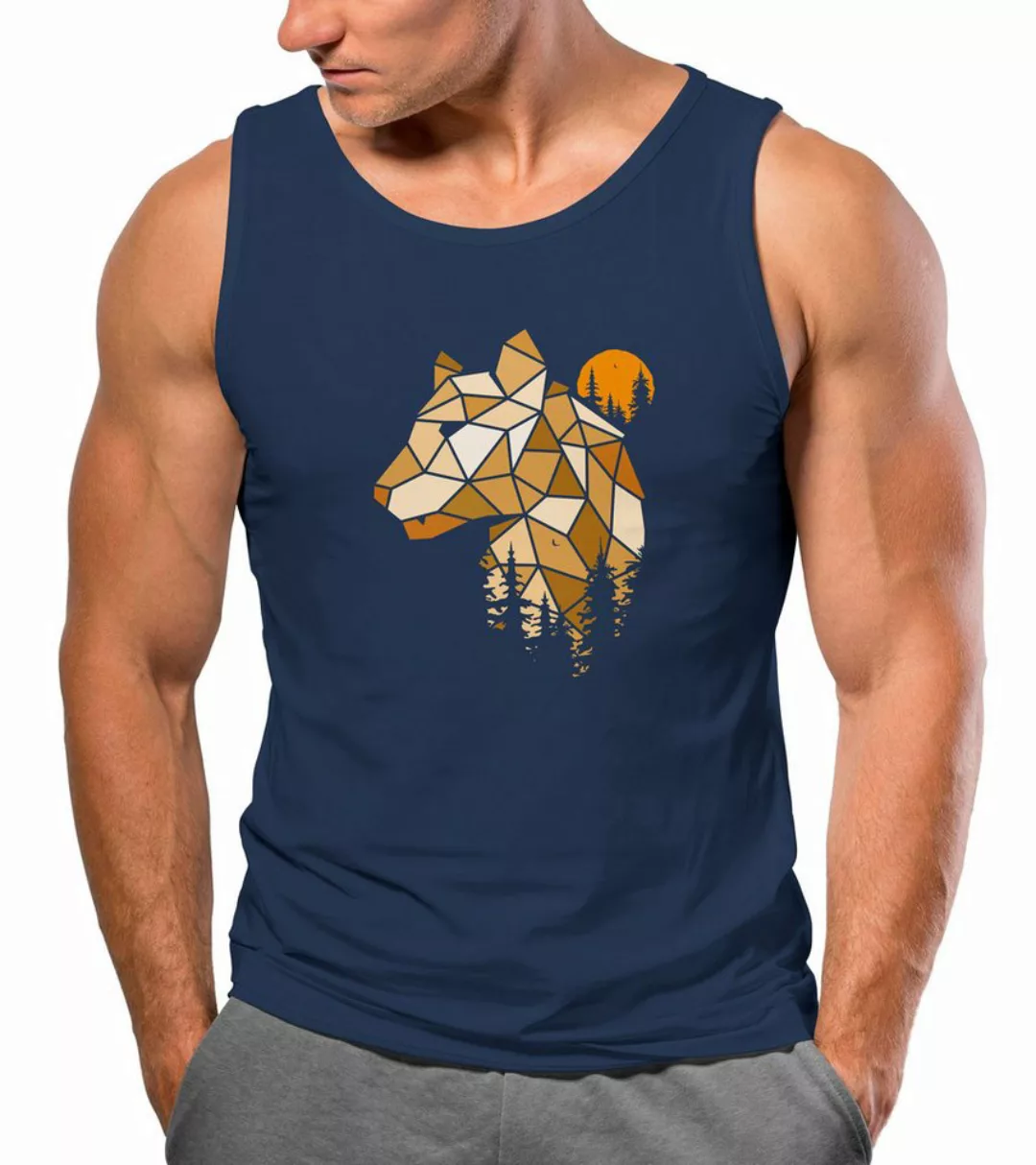 Neverless Tanktop Herren Tank-Top Fashion Polygon Print Luchs Wald Tiere Ou günstig online kaufen