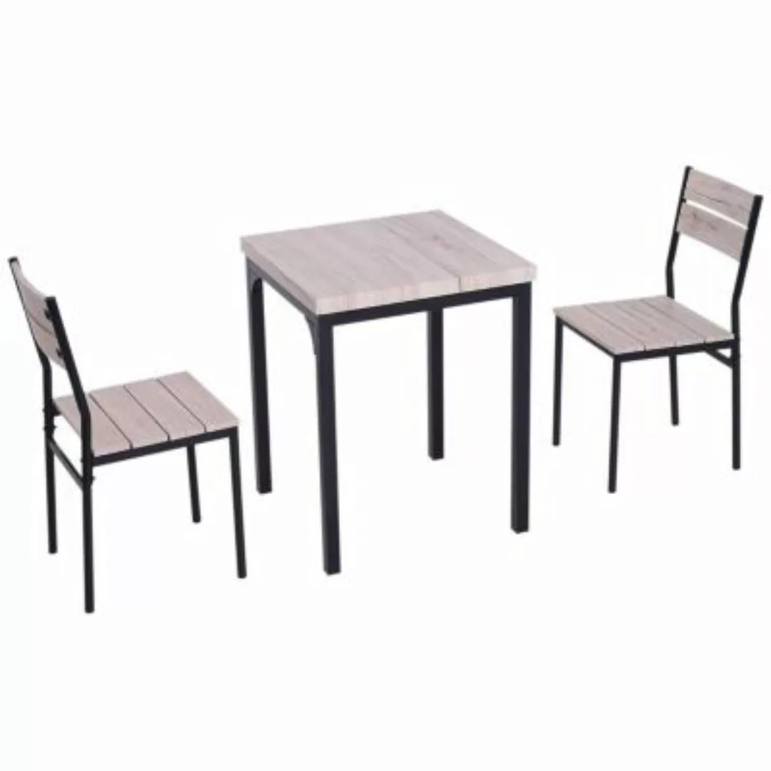 HOMCOM Esstisch-Set mit 1 Tisch + 2 Stühlen braun/schwarz günstig online kaufen