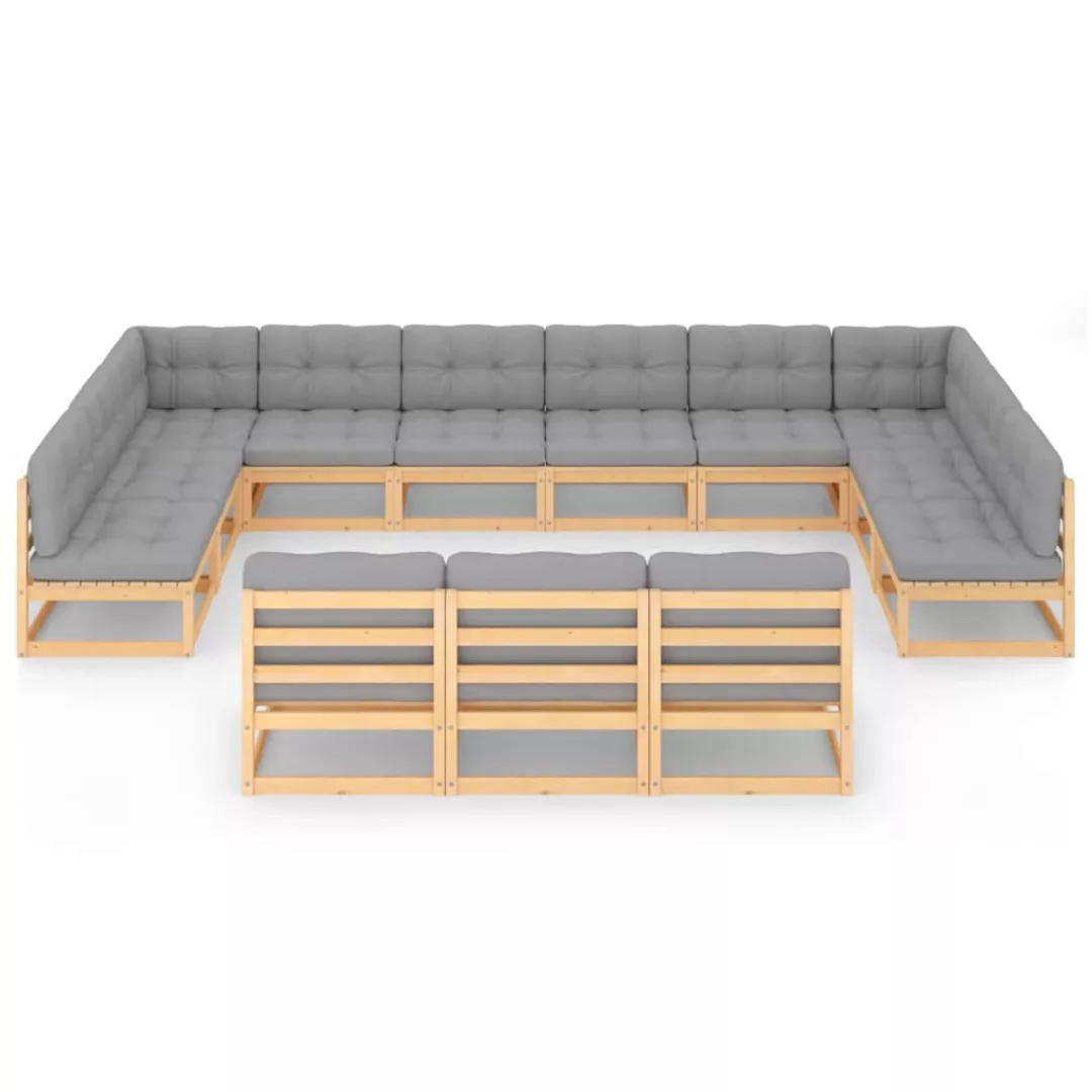 13-tlg. Garten-lounge-set Mit Kissen Kiefer Massivholz günstig online kaufen