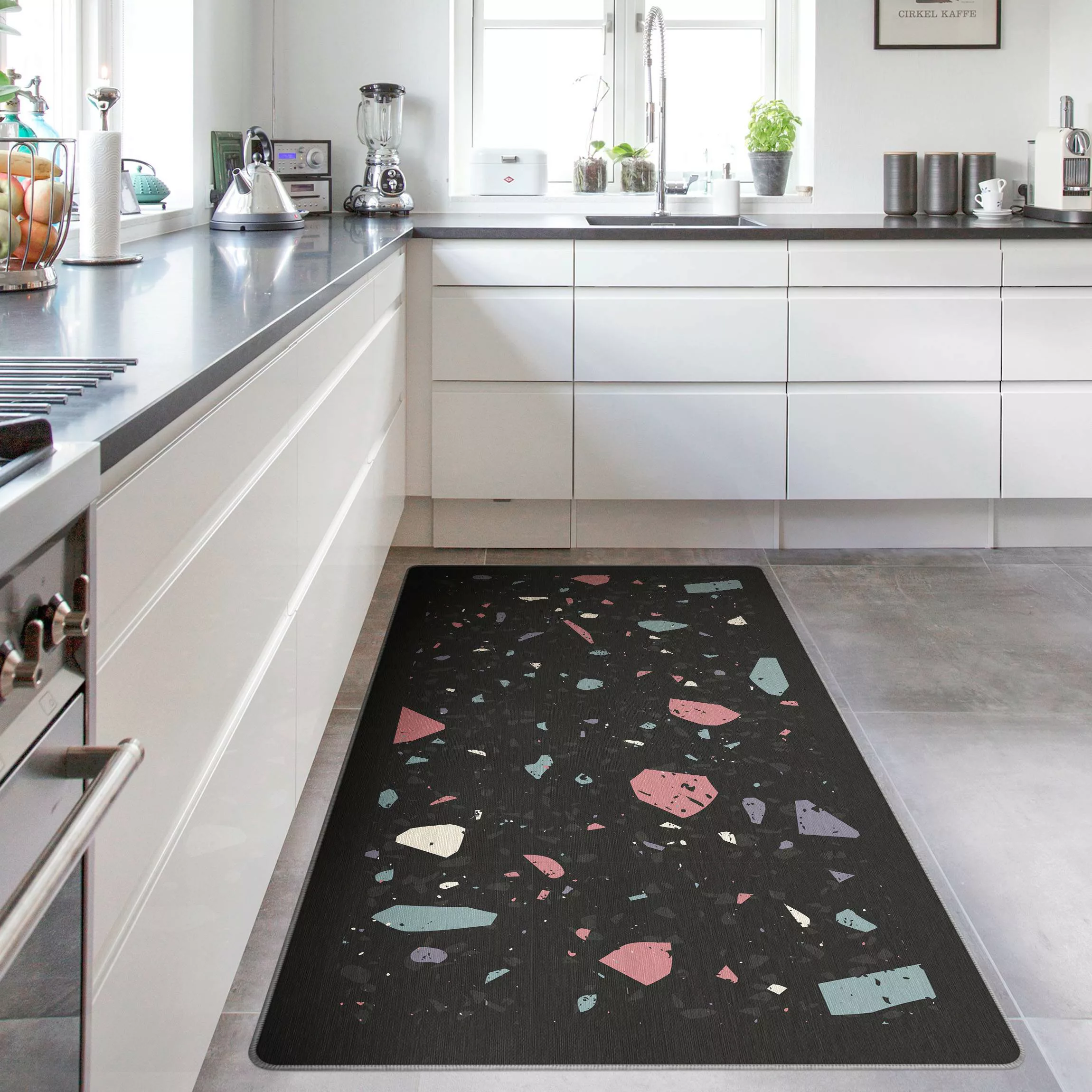 Teppich Detailliertes Terrazzo Muster Taranto mit Rahmen günstig online kaufen