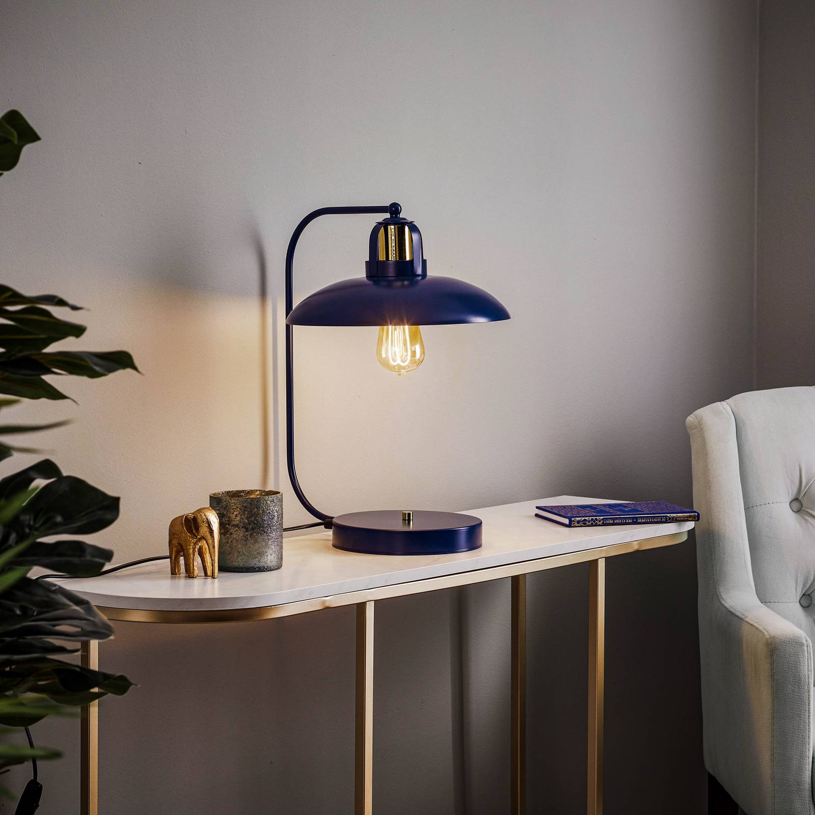 Tischlampe Felix, blau/gold günstig online kaufen