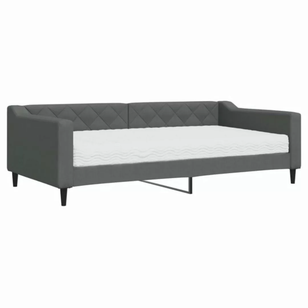 vidaXL Gästebett Gästebett Tagesbett mit Matratze Dunkelgrau 100x200 cm Sto günstig online kaufen