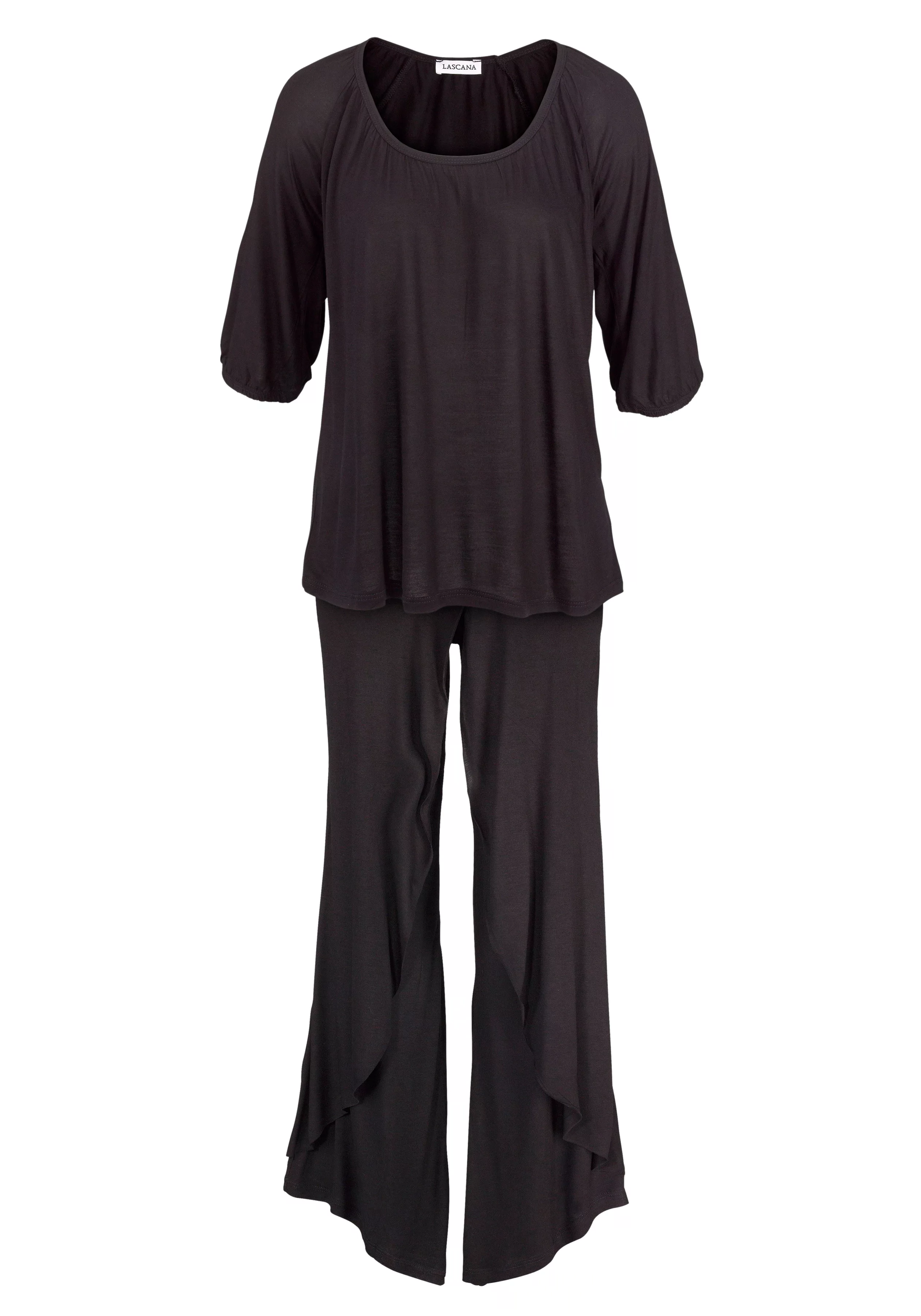 LASCANA Pyjama, (2 tlg.), Hose in edler Layeroptik günstig online kaufen