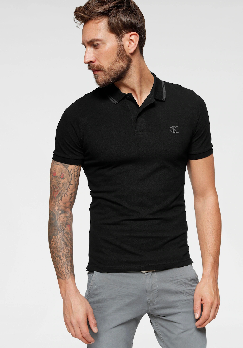 Calvin Klein Jeans Poloshirt CK ESSENTIAL TIPPING SLIM POLO mit Markenstick günstig online kaufen