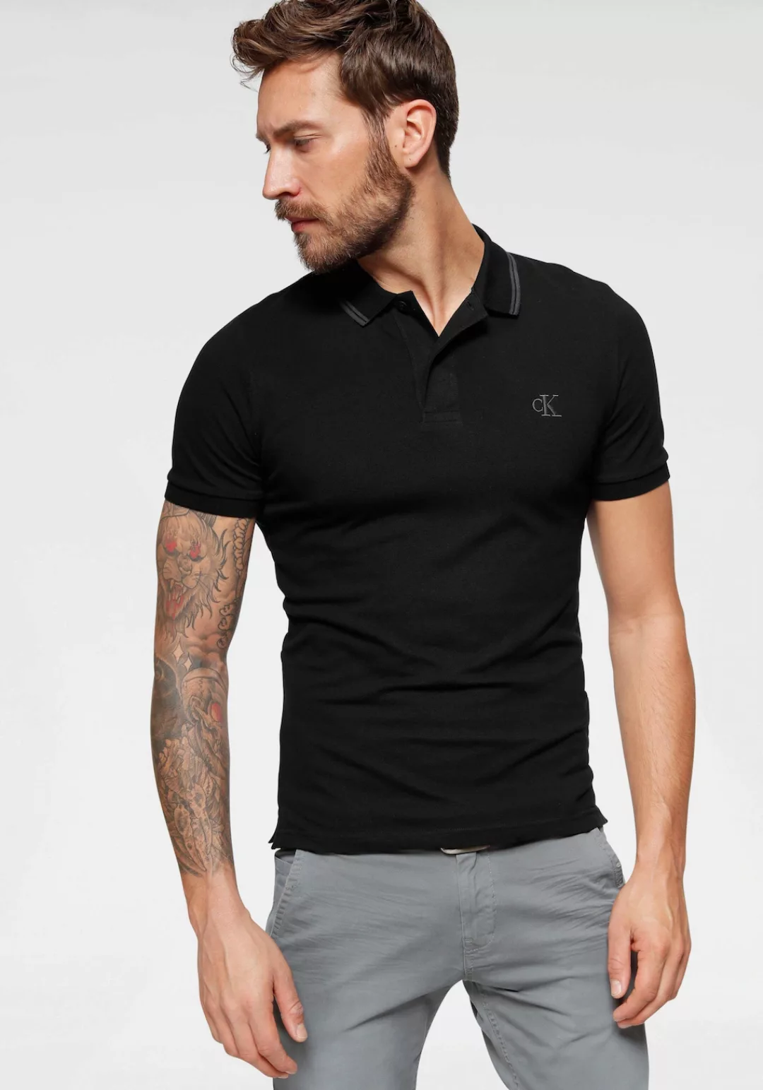 Calvin Klein Jeans Poloshirt CK ESSENTIAL TIPPING SLIM POLO mit Markenstick günstig online kaufen